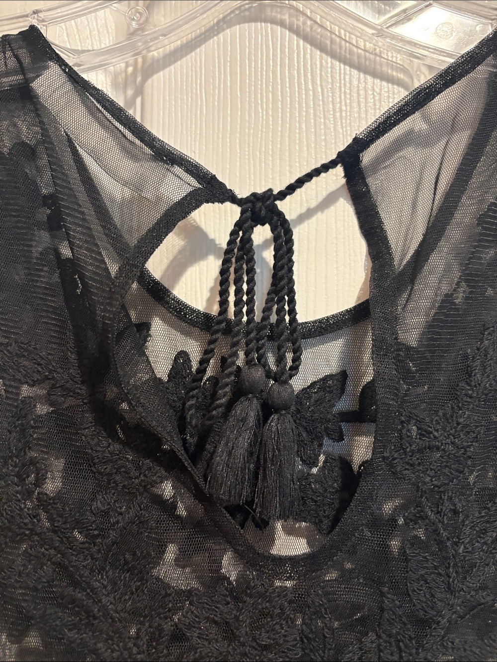 Abercrombie & Fitch Black Sheer Lace Babydoll Dress - Picture 6 of 6